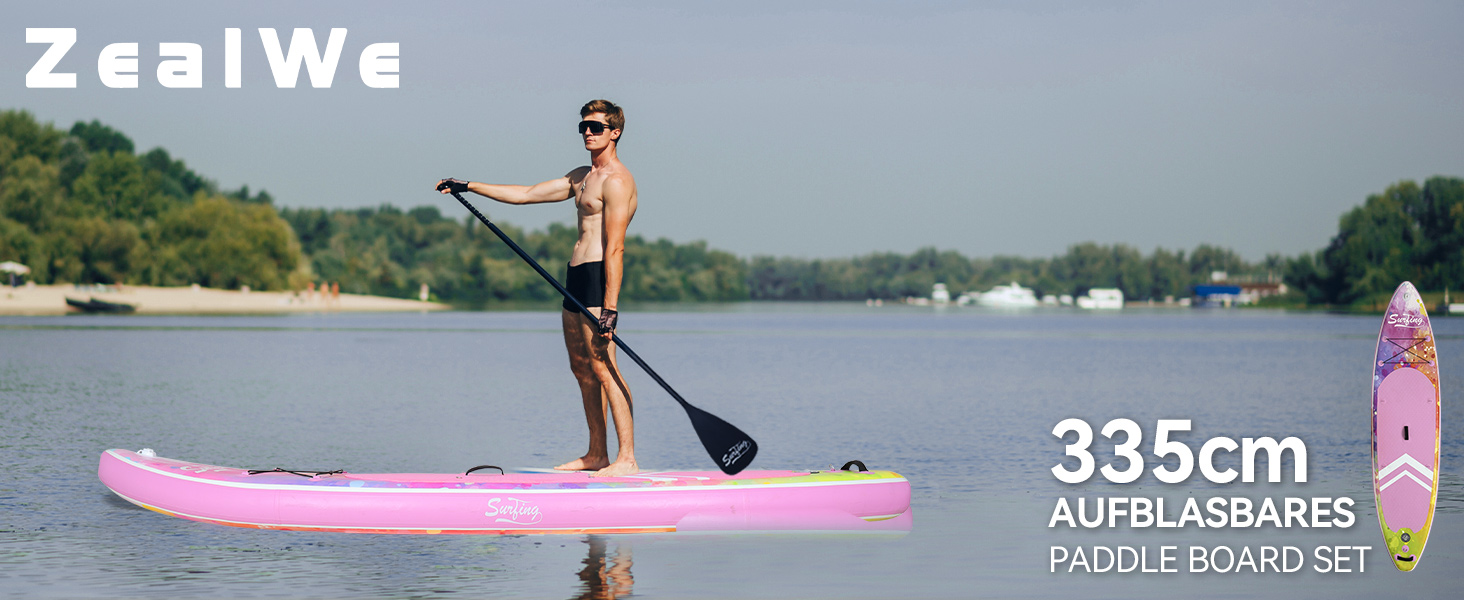 Надувна SUP-дошка ZealWe 320/335 см з комплектом аксесуарів – серфборд для сап-серфінгу, до 150 кг, сидіння, алюмінієве весло, рюкзак, насос