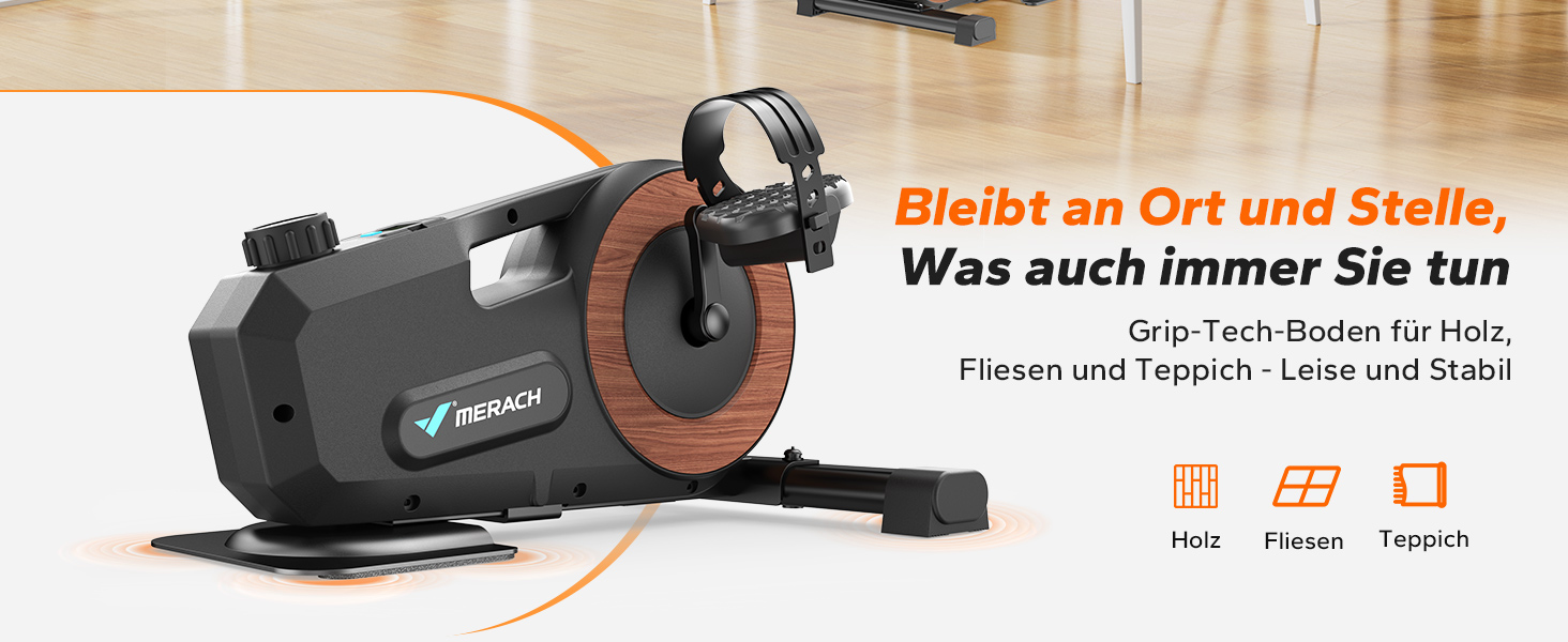 MERACH Педалетраннер для дому: міні-тренажер для літніх людей, тихий та з неслизькою поверхнею, з LCD-дисплеєм, 8 рівнів магнітного опору, переможець тесту 2025, велотренажер для столу в офіс