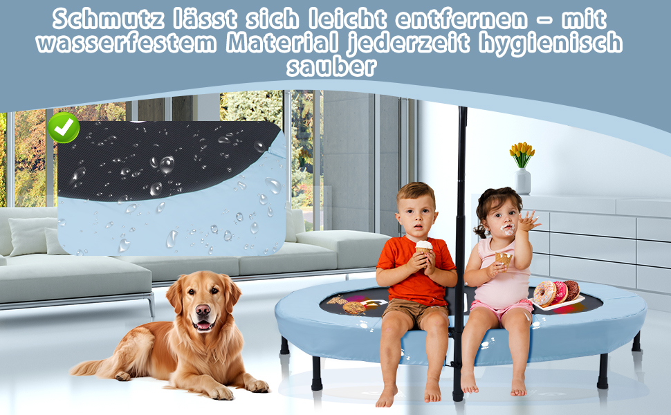 Батут овальний для дому 2 осіб, до 150 кг, синій з ручками - для дітей та дорослих, фітнес, розвиток м'язів