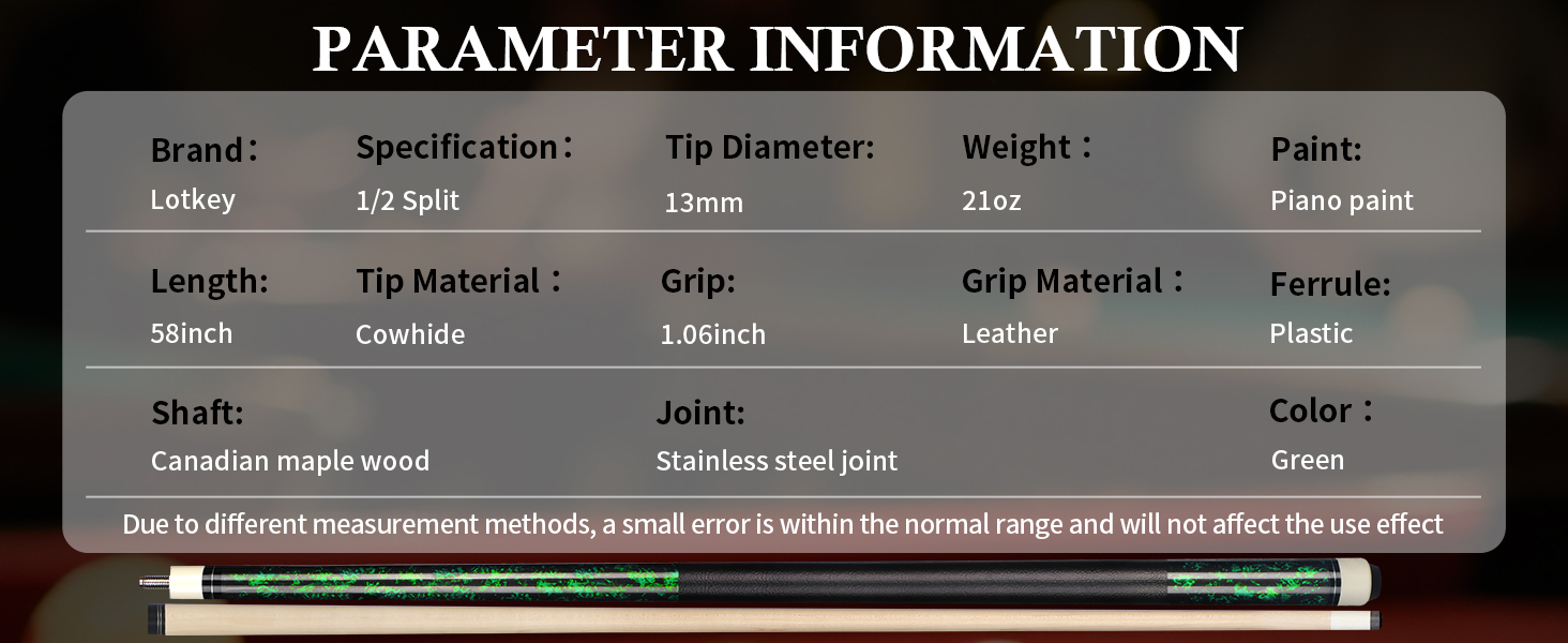 Більярдний кий Horse Billardqueue-Set зі штучним канадським кленом, 58 дюймів, вага 18-21 oz, 2 крейди, для дорослих