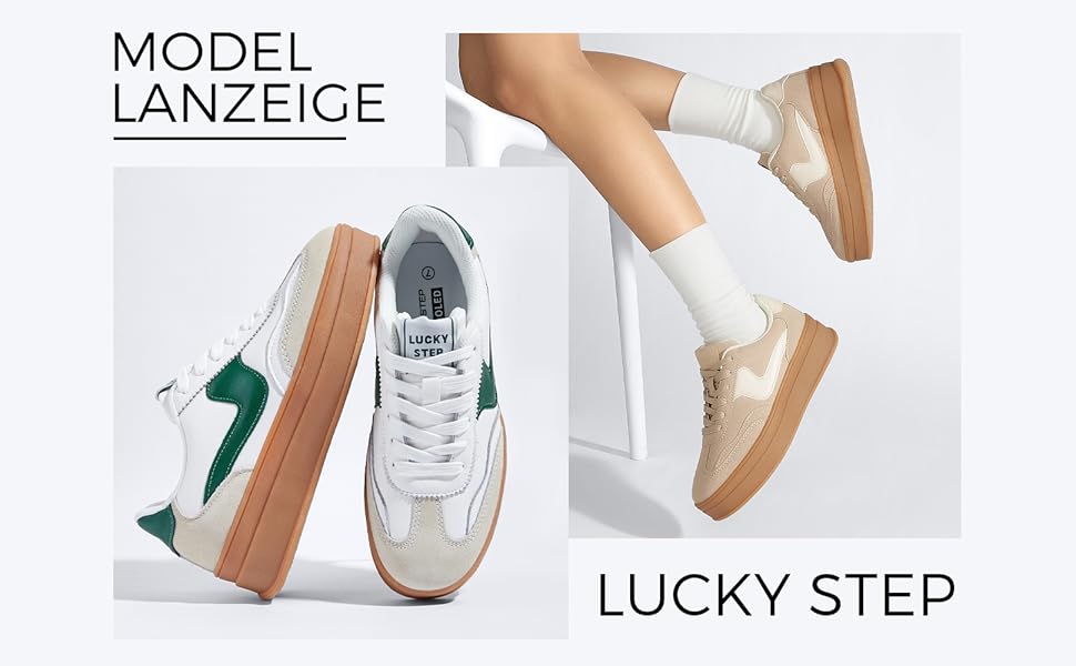 Жіночі кросівки на платформі LUCKY STEP – модні масивні кросівки, зручні шнурівки для повсякденного носіння та прогулянок з прошитими деталями, чорно-білі (червоно-сині, 36 EU)