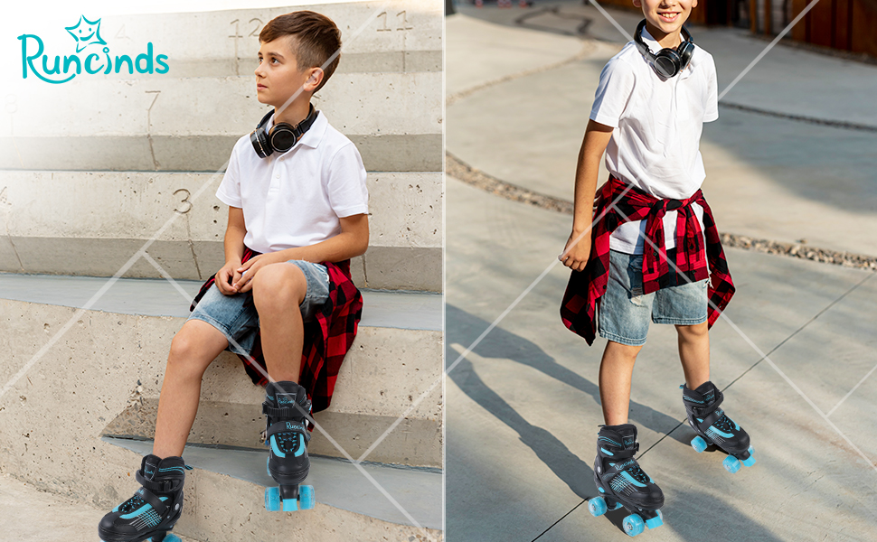 Роликові ковзани Runcinds для дітей, регульовані, 4 розміри (35-39 EU), 215-245 мм