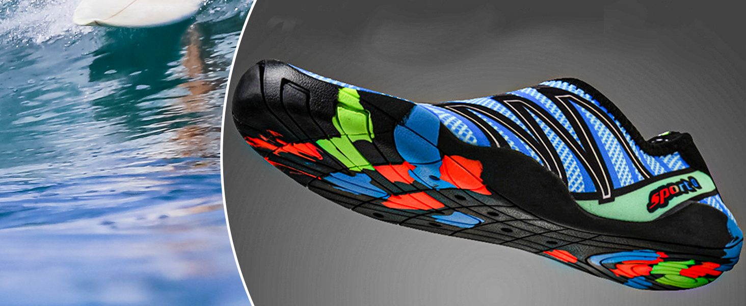 Водні черевики для плавання та серфінгу: чоловічі та жіночі, антиковзаючі, швидковисихаючі, розмір 36-45, колір блакитний