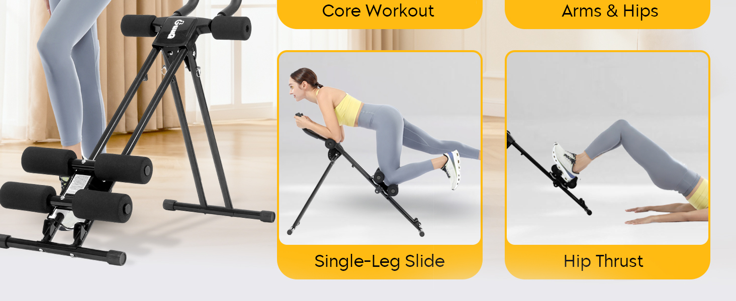 Тренування пресу вдома: Bauchmuskeltrainer - компактний складний тренажер для пресу, фітнес-обладнання для чоловіків та жінок (чорний)