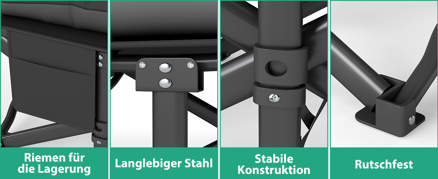 Розкладне ліжко-тахта для кемпінгу з матрацом, сталеве, чорне, 190x71x35 см
