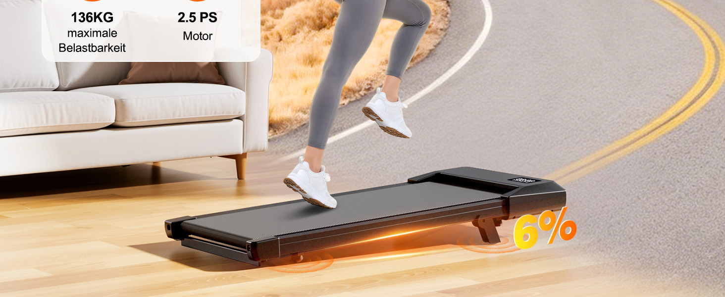 Бігова доріжка Superun Walking Pad для дому та офісу, максимальна вага 159 кг, з режимом тренувань, мобільним додатком та віртуальними трасами, безшумна