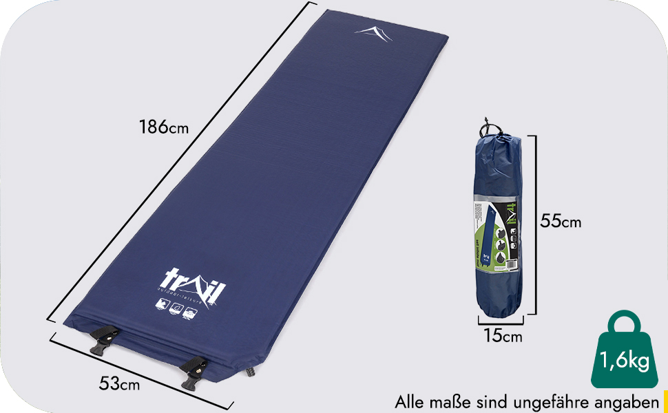 Isomatte Trail Selbstaufblasend з Memory Foam 5 см, ізольований килимок для кемпінгу, фіолетовий колір