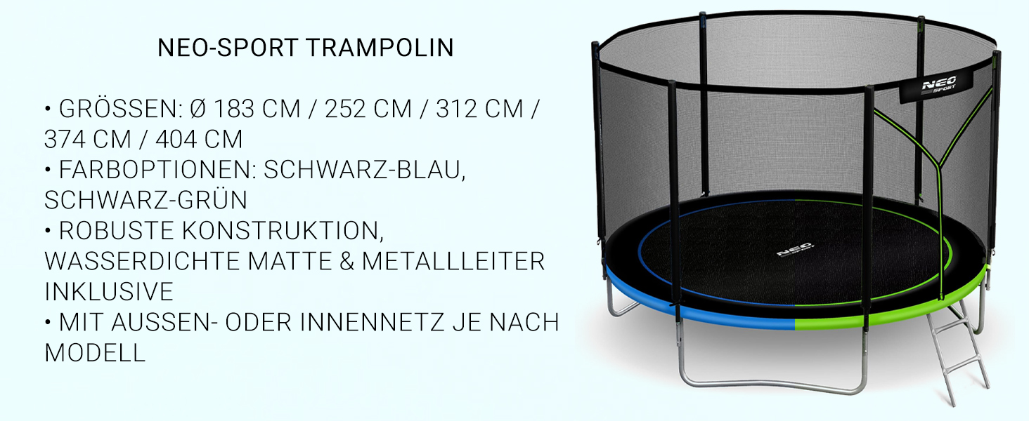 Батут Neo-Sport Outdoor для дітей з сіткою та сходами, 252 см