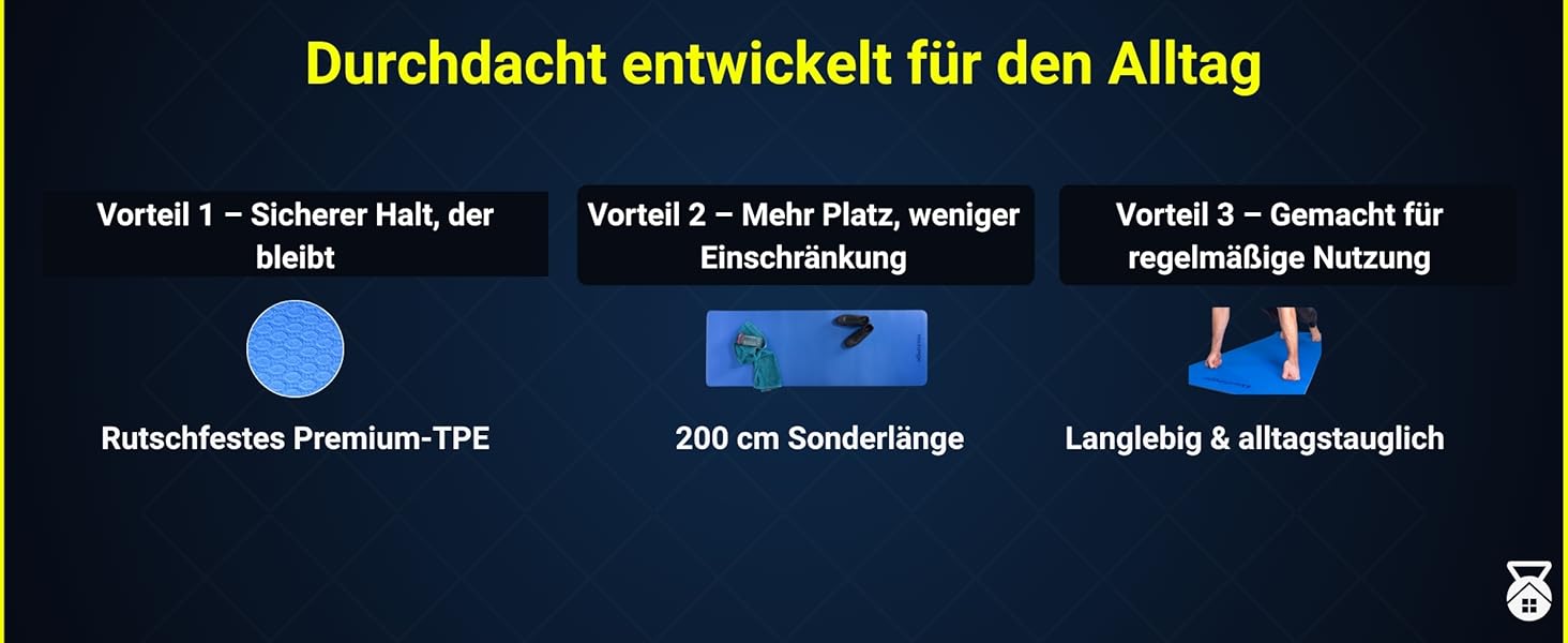 Фітнес килимок неслизький 200 см – спортивний килимок та йога мат для домашніх тренувань, HIIT та гімнастики | екологічний, з ремінком для перенесення