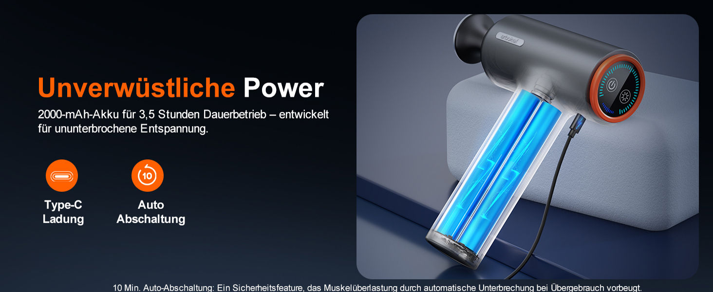 Масажер для м'язів Arboleaf з підігрівом та LED-дисплеєм, 6 насадок, 5 рівнів інтенсивності та 3 режими підігріву