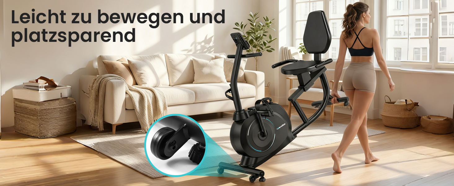 Ергометр Wenoker для дому з магнітною гальмом, датчиками пульсу та LCD-дисплеєм, 16 рівнів опору, до 160 кг, спинна опора, для літніх людей