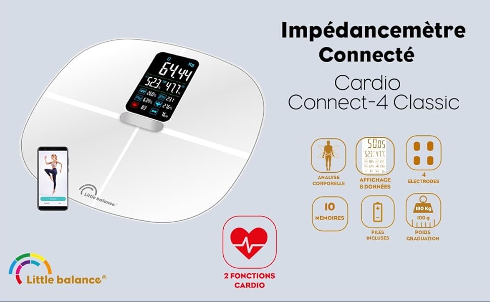 Вимірювач імпедансу LITTLE BALANCE 8464 Cardio Connect 4 Classic, білий