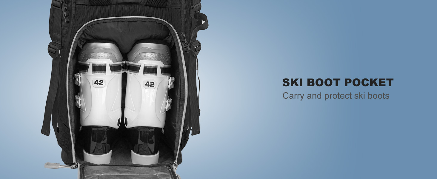 Сумка для лижних черевиків з відділенням для шолома, 65L, рюкзак для лиж, водонепроникна сумка для лиж, для лижних черевиків, ковзанів, лижних окулярів, сноуборду, лижних рукавичок, блакитна