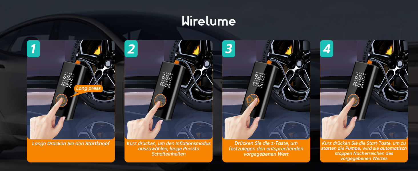 Бездротова електрична повітряна помпа 150 PSI, 6000mAh, компресор для велосипедів, мініатюрна портативна помпа з LED-ліхтариком та автостопом, перезаряджувана помпа для авто, DC 12V