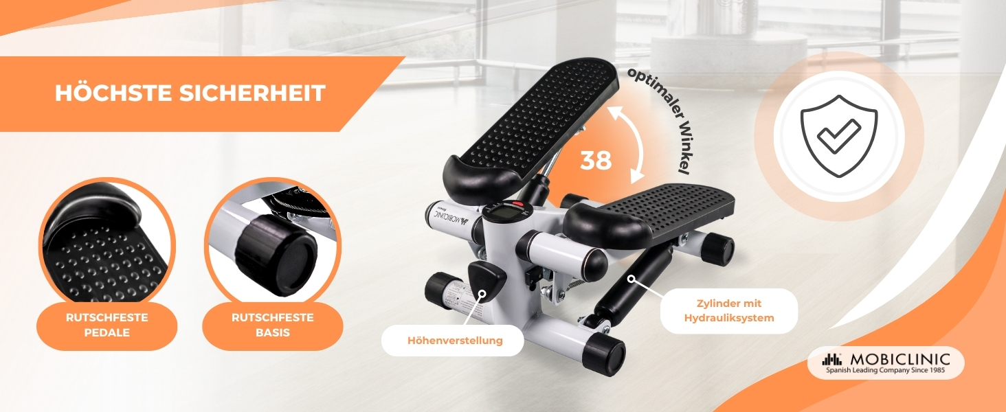 Mobiclinic® Fitness Stepper 2 в 1 Step Plus з тросами, багатофункціональний тренажер для дому, LCD дисплей, навантаження до 100 кг, регулювання опору