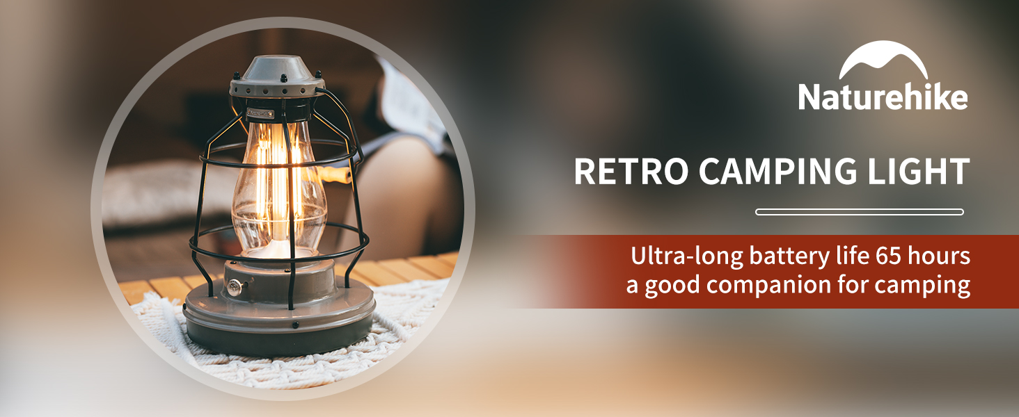Ліхтар настільний Naturehike LED | IPX4 вологостійкий, вінтажний, для дому, саду та кемпінгу, регульована яскравість, 3000mAh