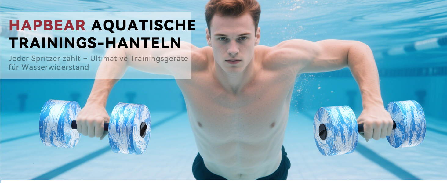 Набір аквагантелів HAPBEAR 3-в-1 з'єднувальною штангою (2 шт.) – для аквафітнесу, реабілітації та плавання, блакитний