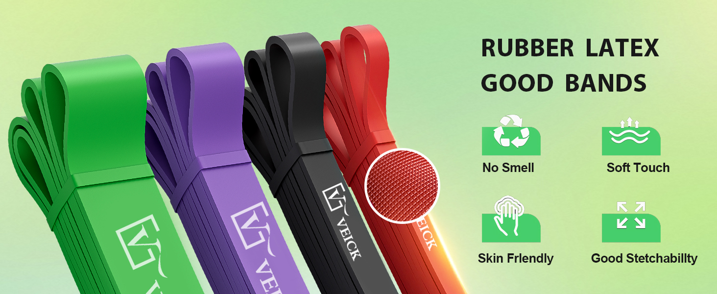 Фітнес гумки VEICK: набір еластичних стрічок для фітнесу, калістеніки та пілатесу (з антиковзним ремінцем)