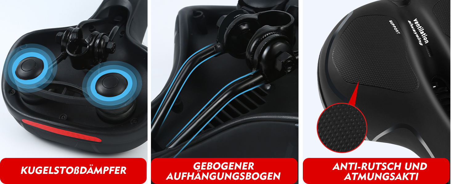 Сідло для велосипеда Cloud Comfort Pro Max з гелевою вставкою, широке, ергономічне, комфортне, дихаюче, амортизуюче, з водонепроникним покриттям