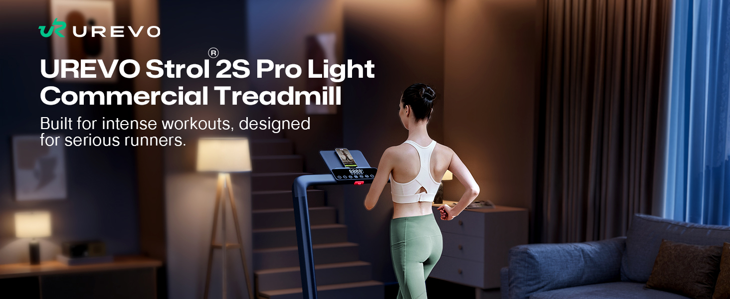 UREVO Strol 2S Pro: Розумна бігова доріжка 3-в-1, 1-12 км/год, з нахилом, APP, для дому та офісу