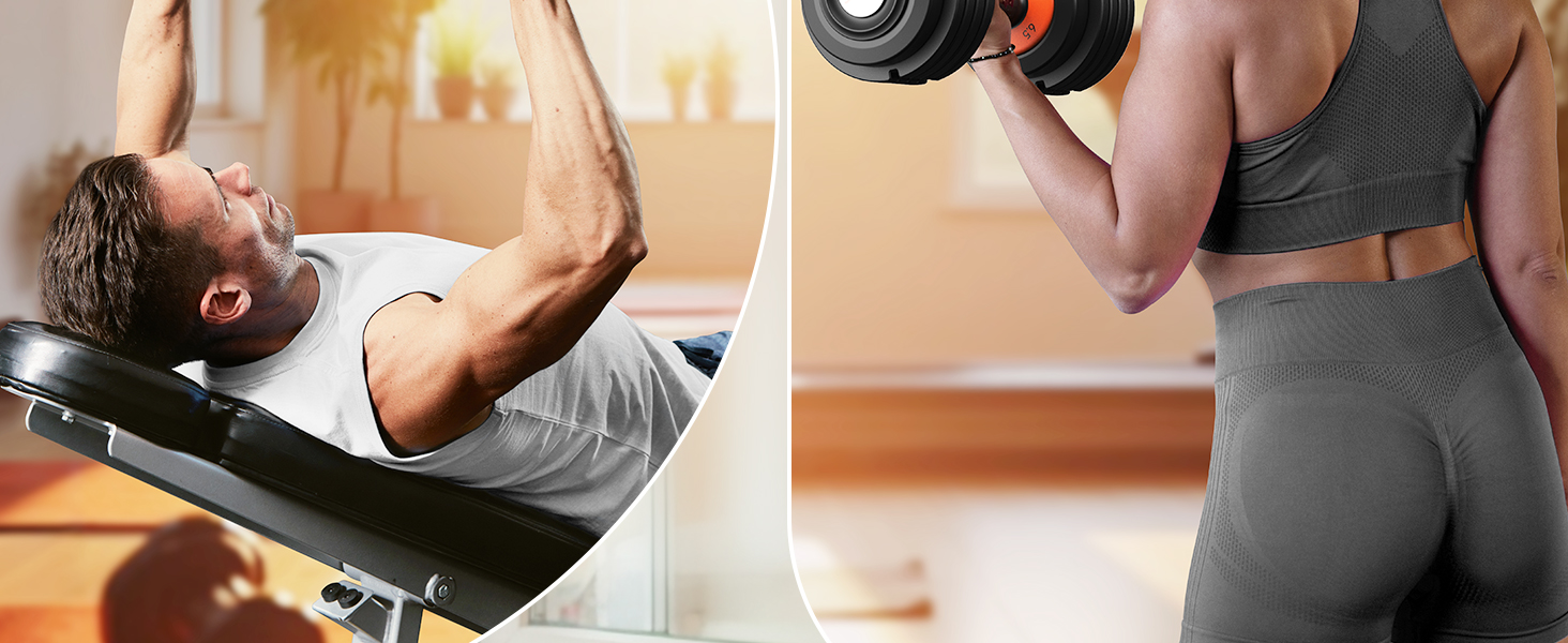 Sportneer Регульовані гантелі 2 шт. - набір, 5-в-1 (2/4/6.5/9/11 кг), обладнання для фітнесу вдома з антиковзним покриттям, набір регульованих гантелей для чоловіків та жінок 11 кг x2