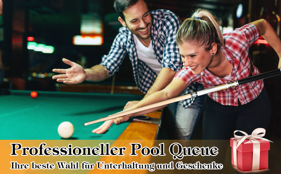 RAYNA GAMES Більярдний кий: комплект 2 кия, 58 дюймів, канадський клен, для дорослих, з нержавіючою сталею, для ентузіастів більярду