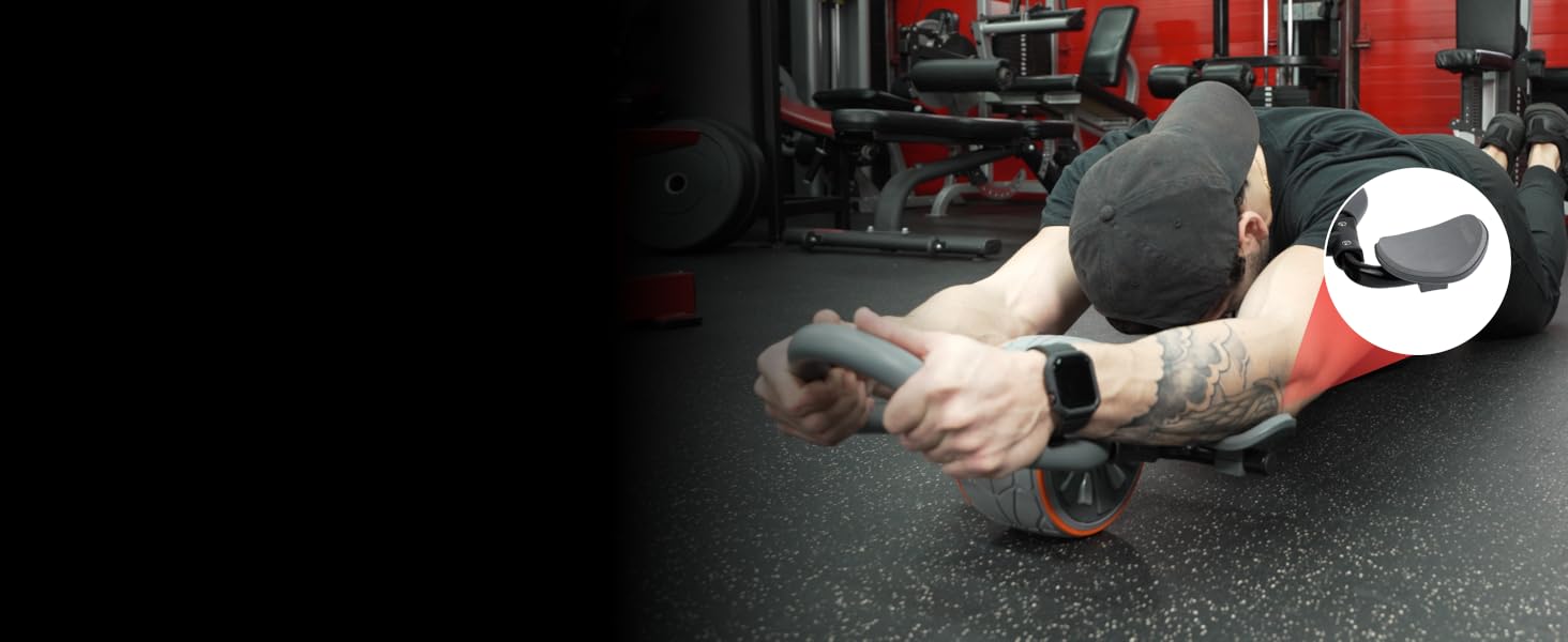 Ролер для пресу DMoose з наколінниками для тренування пресу та кора. Ідеально для дому та фітнесу (сірий)