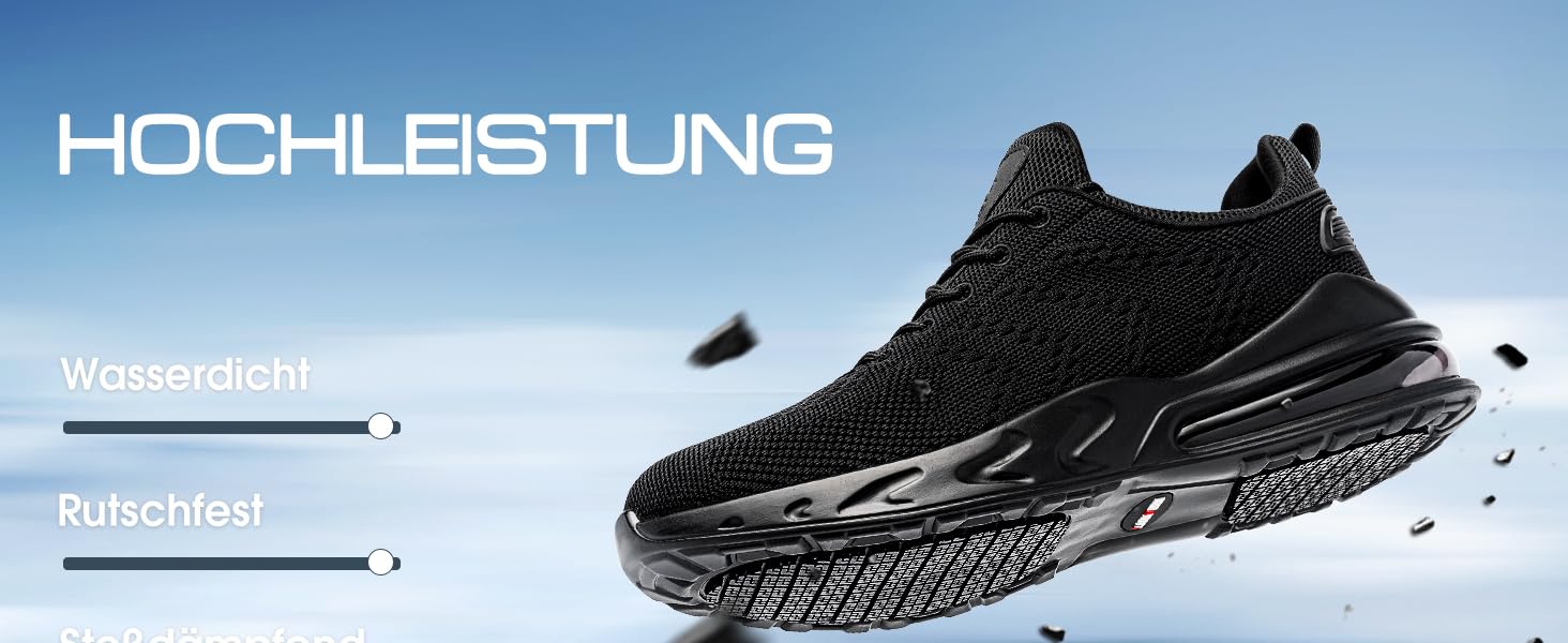 Водонепроникне взуття LARNMERN для чоловіків: спортивне, кухарське, туристичне, повсякденне, фітнес, чорний (46 EU)