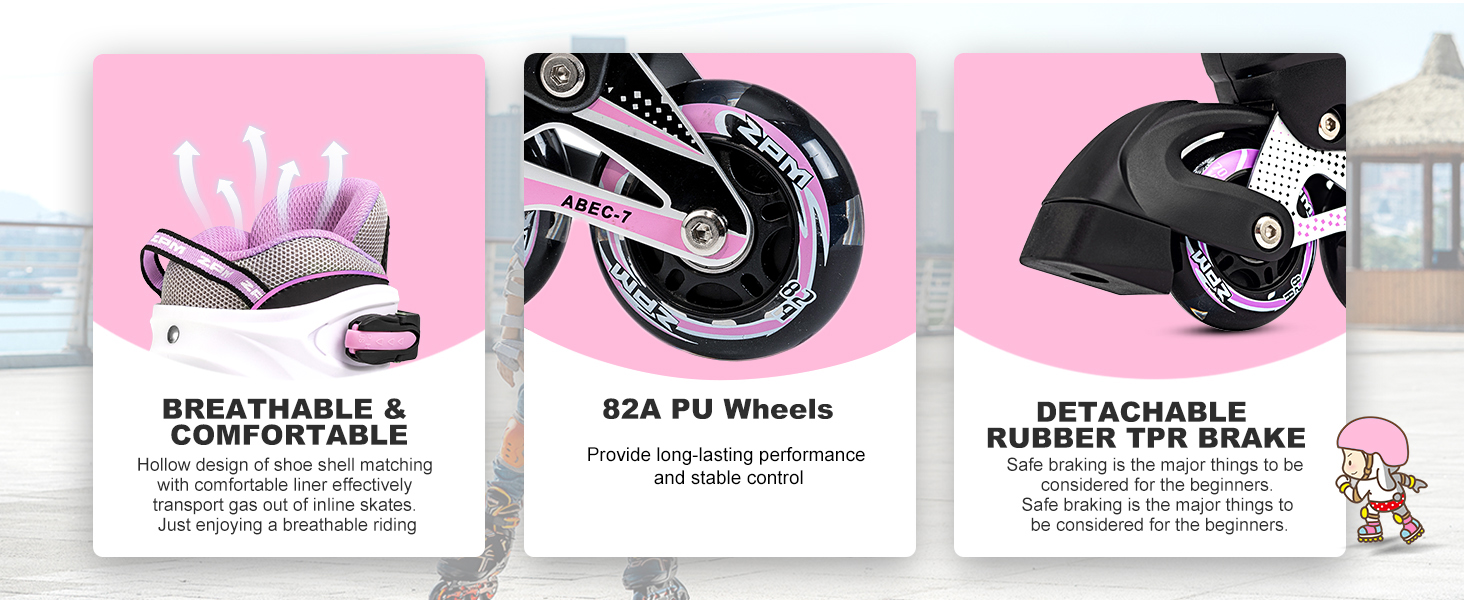 Інлайнери дитячі 2PM SPORTS Cytia Rosa/Violett, розмір 32-35, з LED-підсвічуванням, регульовані, для дівчаток та хлопчиків