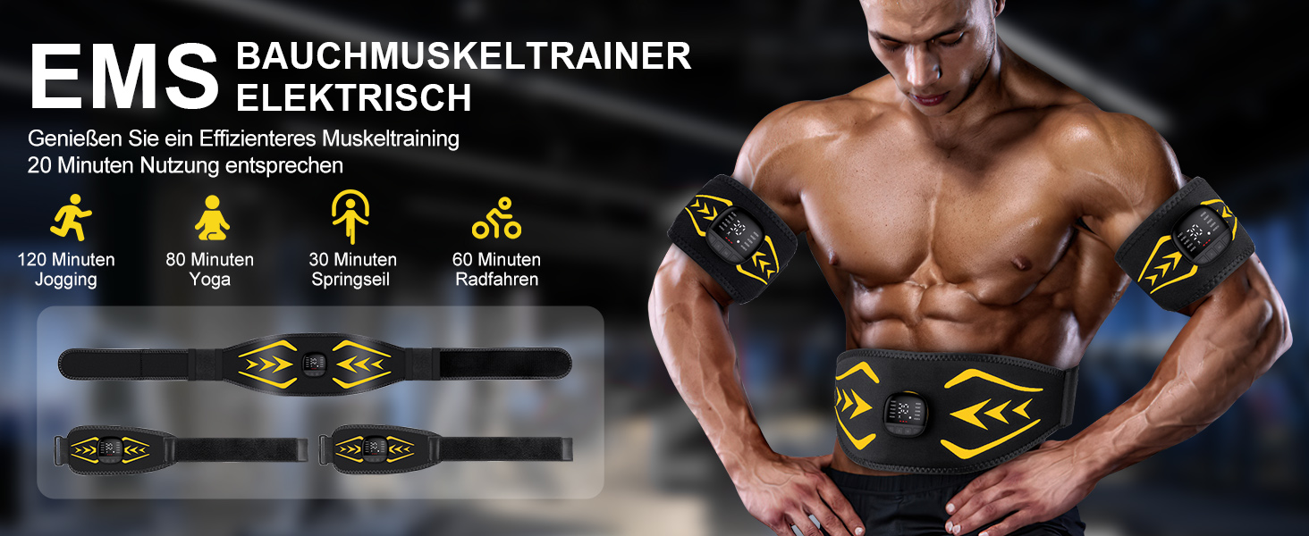 EMS тренажер для пресу Relassy: електричний, з 10 режимів та 30 інтенсивностей, USB, для живота, рук, ніг