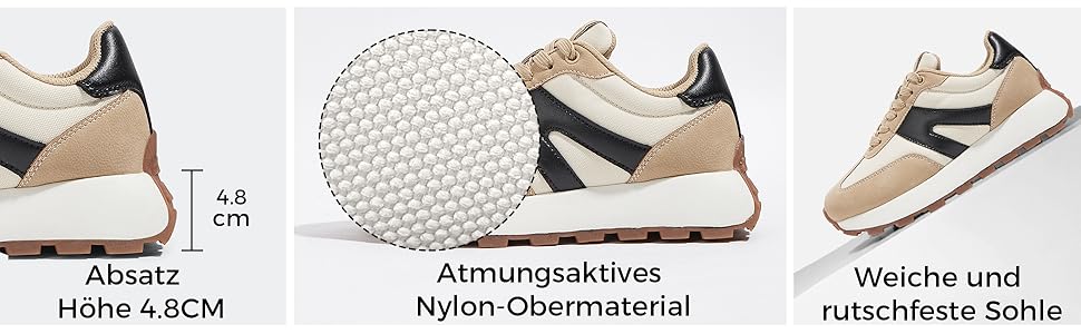 Кросівки жіночі Lucky Step на платформі бежево-чорні, ретро-стиль для бігу, тенісу та повсякденного носіння 37 EU