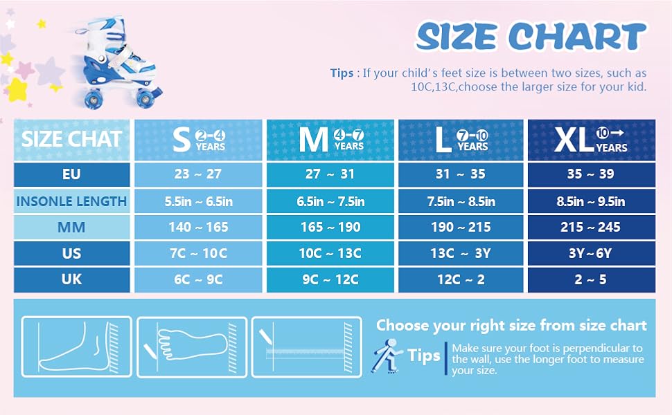 Дитячі ролики 4 розмірів, регульовані, для дівчаток та хлопчиків, блакитні (23-27 EU)