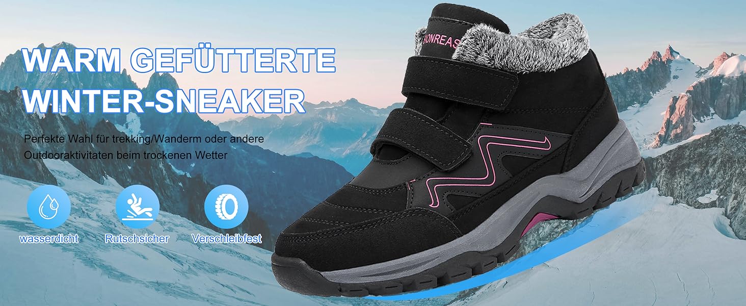 Зимові черевики VisionReast для чоловіків та жінок. Теплі, з підкладкою, снігоступи, трекінгові черевики, валенки, зимові чоботи. Неслизькі, Outdoor, з клямкою, 42 EU, сірі.