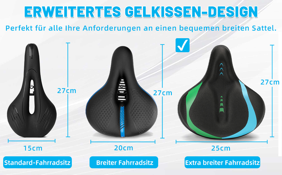Велосипедне сідло CDYWD для чоловіків та жінок, широке, м'яке, гелеве, ергономічне, універсальне, синьо-зелене