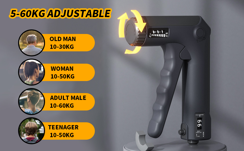 Тренування хватки Handkraft: регульований тренажер для рук та пальців з лічильником, 2 режими