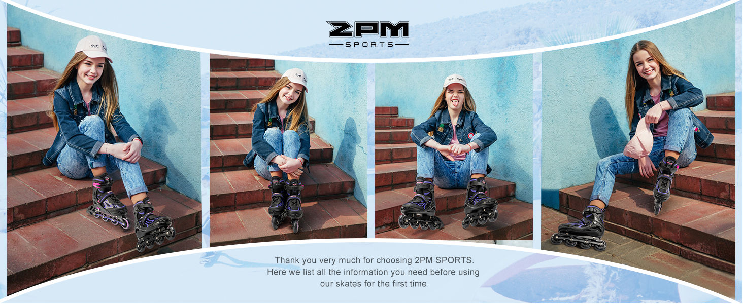 Інлайнери дитячі 2PM SPORTS регульовані, ролики для дівчаток/хлопчиків, розмір EU 37.5-41, фіолетовий
