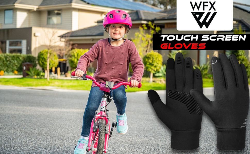 Дитячі зимові рукавички для велосипеда та спорту, сенсорний екран, неслизькі, теплі, чорні, XS (3-4 роки)