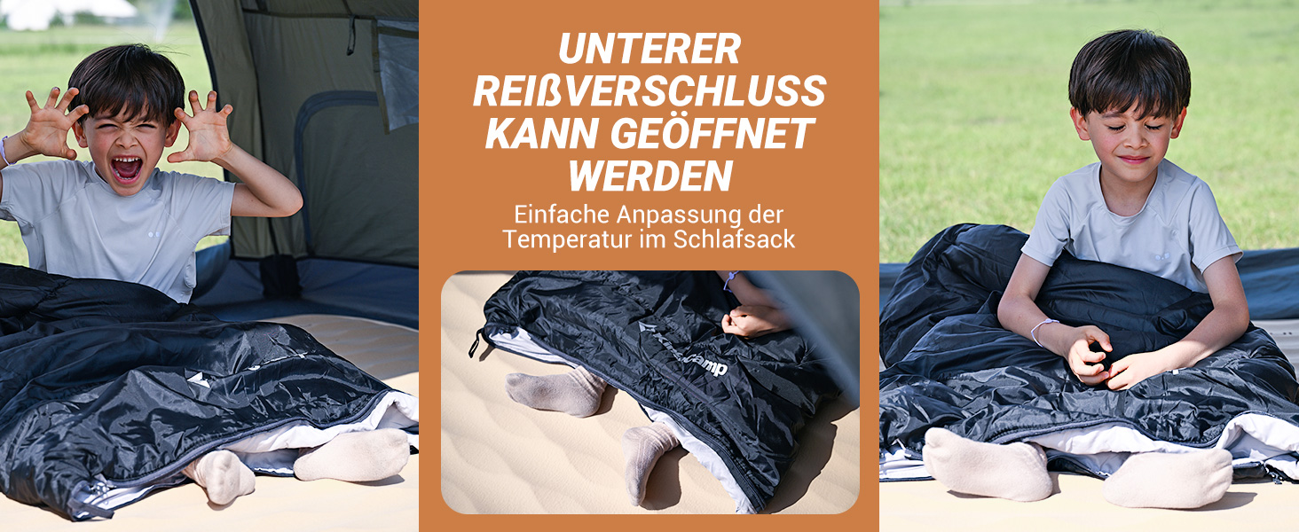 Дитячий спальний мішок KingCamp Rosa L для кемпінгу та піших прогулянок (3-4 сезони)