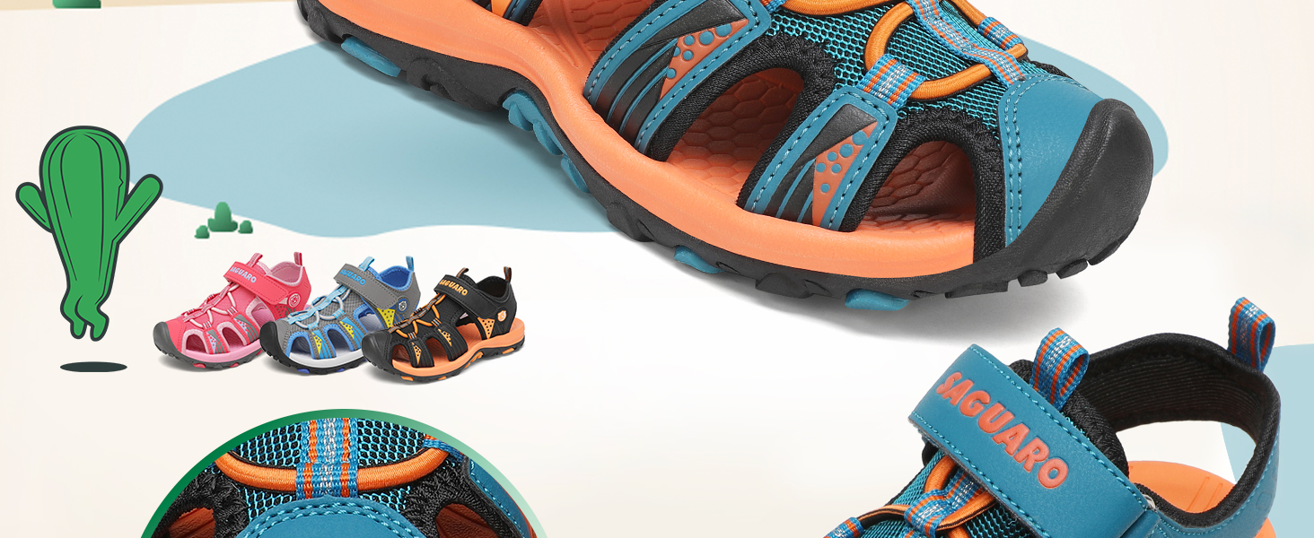 Сандалі дитячі SAGUARO для хлопчиків та дівчаток Trekking, сірі, 38 EU - Нековзні, дихаючі пішохідні сандалі