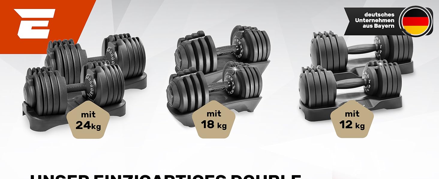 Регульовані гантелі | Набір 24 кг (5 шт.) | Регулювання ваги | Для дому та фітнесу