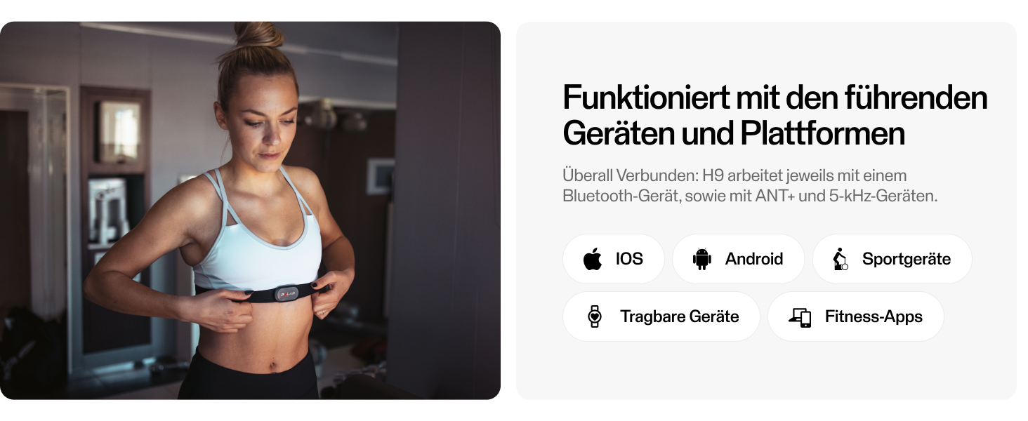 Датчик частоти серця Polar H9 - ANT+/Bluetooth, водонепроникний, для фітнесу, велоспорту, бігу, спорту на відкритому повітрі, XS-S, чорно-сірий