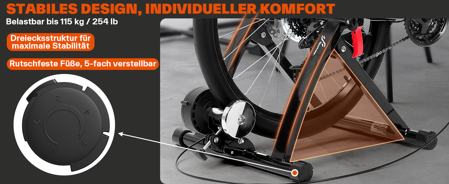 Роликовий тренажер Sportneer для велосипеда - магнітний велотренажер з 6 рівнями опору для дому, 26-28' & 700C, чорний