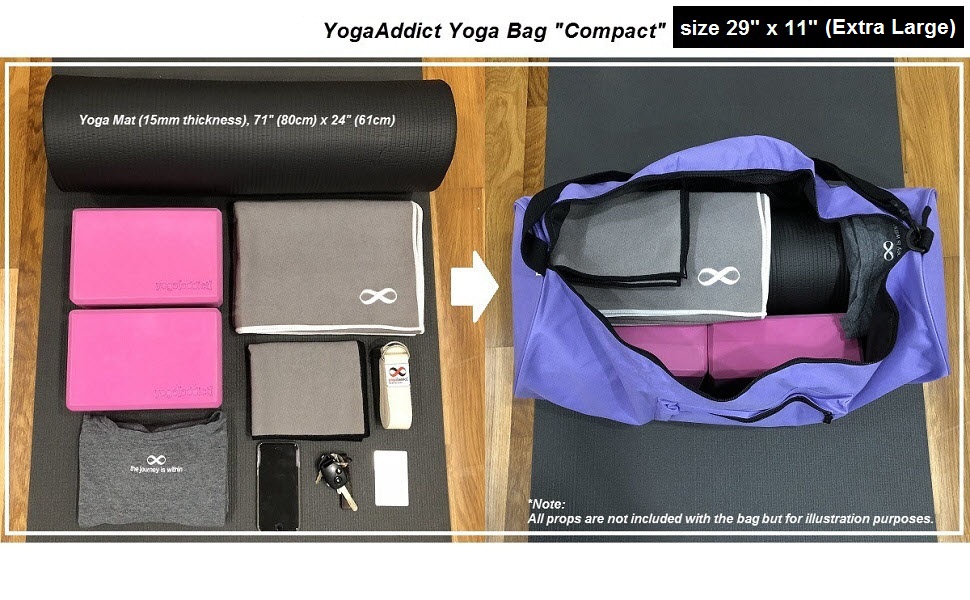 Сумка для килимка для йоги YogaAddict 'Compact з кишенею, довжина 71,1 см, підходить для більшості розмірів килимків, надзвичайно широка, легкий доступ - темно-синій