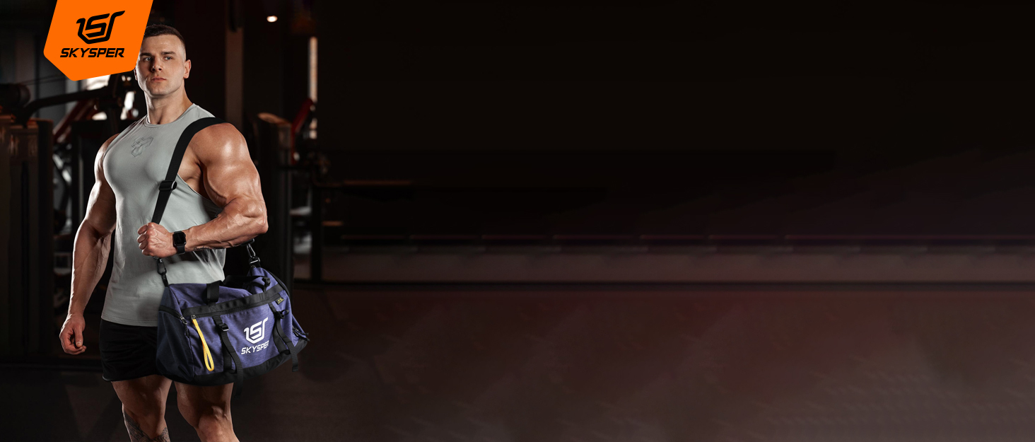 Спортивна сумка SKYSPER 35L з відділенням для взуття та мокрих речей - для фітнесу, тренувань, подорожей, чорна
