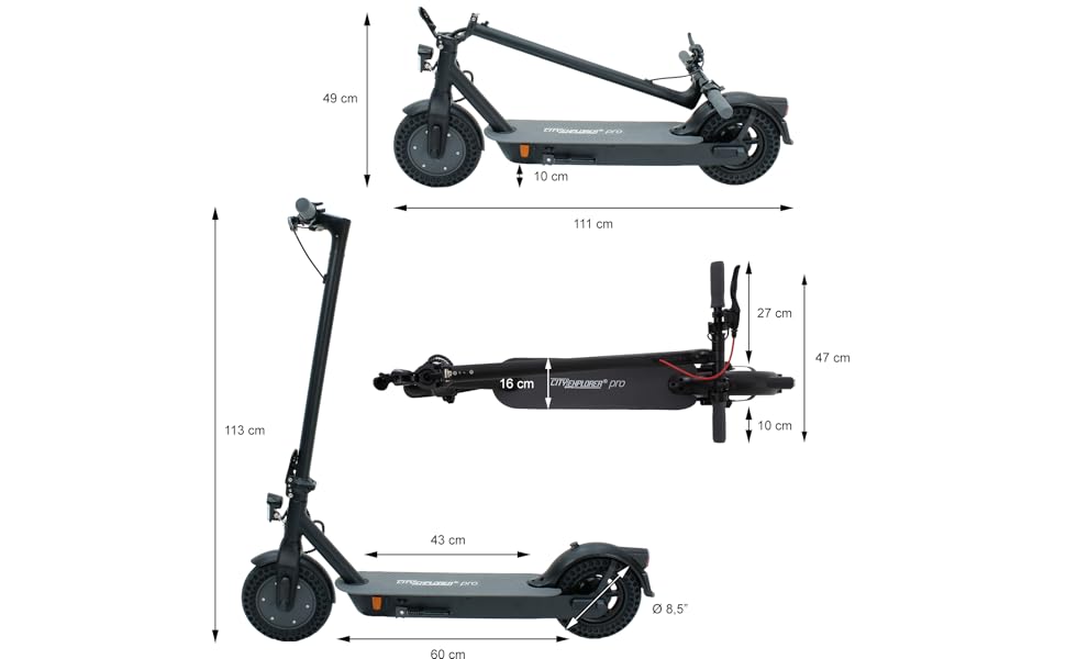 Електросамокат ECD Germany City Explorer Pro, шини 8.5/10', складні