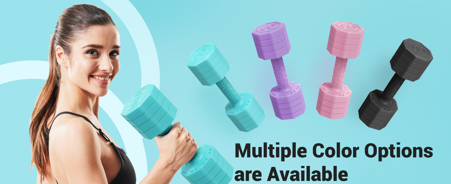 Набір гантелей Yoleo регульовані 2/4 шт. для дому, 2 кг, 3 кг, 4 кг, 5 кг, з м'яким TPU-покриттям, для тренувань всього тіла (блакитні)