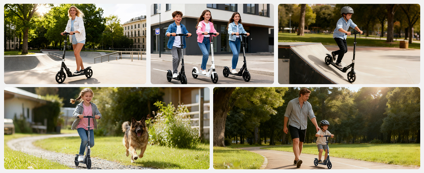 Kick Scooter Nattork з регульованим кермом та амортизатором - для підлітків та дорослих, 220lb, Navy Blue