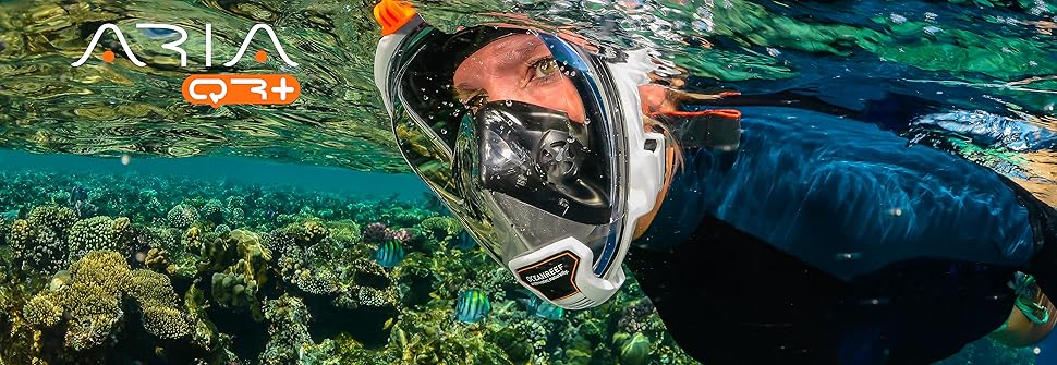 Маска для снорклінгу Aria QR+ – повноекранна, унісекс, червона (L-XL)