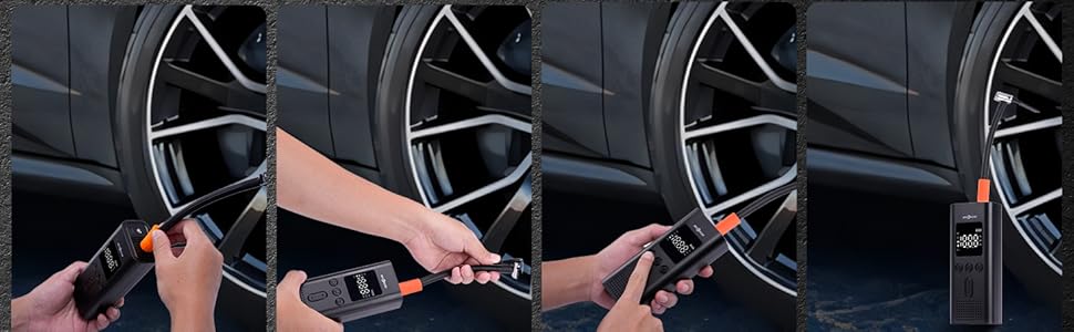Електричний компресор-насос 6000mAh для авто, велосипедів, мотоциклів і м'ячів, 150PSI, LCD, LED, авто-вимкнення, акумуляторний
