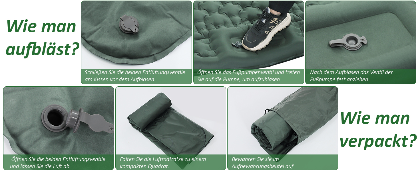 Кемпінговий килимок Jaztral самонадувний, 12 см, для відпочинку на природі, 137x200 см (подвійний).